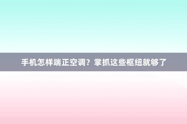 手机怎样端正空调？掌抓这些枢纽就够了